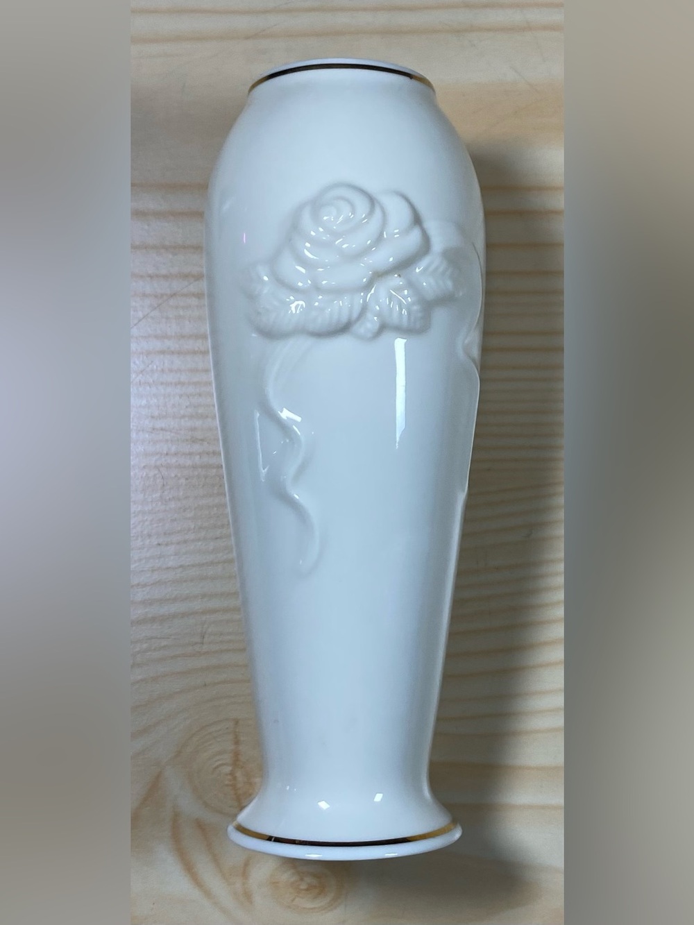 Lenox Vintage Vase Rose Blossom 24K Gold Trim 6” Porcelain Ivory EUC